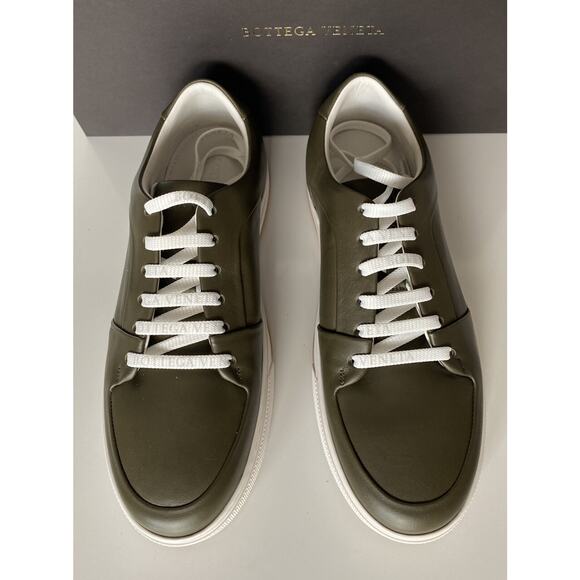 NIB $750 Bottega Veneta Men\'s Speedster Calf Leather Kaki Sneakers 7 US 608761 main image 4